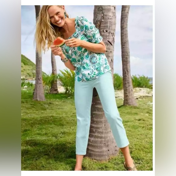 NWT‎ Talbots STRAIGHT LEG CROP JEANS - Size 12 Light Green - Picture 13 of 13